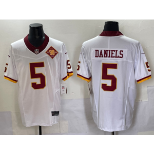 Nike Washington Commanders 5 Jayden Daniels White F.U.S.E. Vapor Limited Men Jersey with 90 Patch