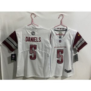 Nike Washington Commanders 5 Jayden Daniels White Vapor Limited Youth Jersey