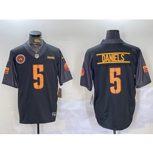 Nike Washington Commandes 5 Jayden Daniels Black Team Logo F.U.S.E Vapor Limited Men Jersey