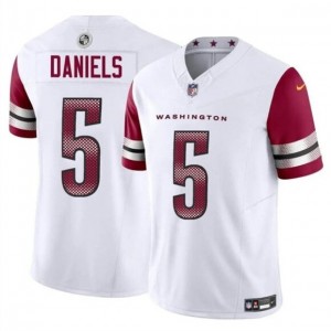 Nike Washington Commandes 5 Jayden Daniels White F.U.S.E. Vapor Limited Men Jersey
