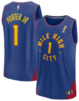 Nuggets 1 Michael Porter Jr. Blue 2023 NBA Finals Champions City Edition Swingman Jersey