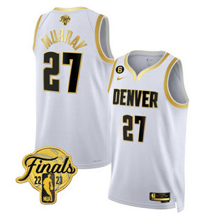 Nuggets 27 Jamal Murray White Nike 2023 Finals NO.6 Patch Collection Edition Swingman Jersey
