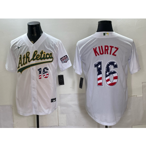 Oakland Athletics 16 Kurtz White USA 250 Fourth of July Men Jersey