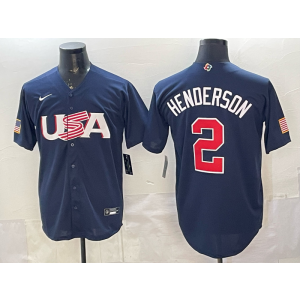 Oakland Athletics 2 Rickey Henderson Navy World Cup Cool Base Men Jersey