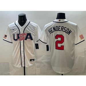 Oakland Athletics 2 Rickey Henderson White World Cup Cool Base Men Jersey