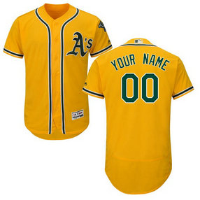 Oakland Athletics Yellow Men's Customized Flexbase Jersey