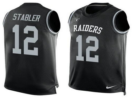 Oakland Raiders #12 Kenny Stabler Black Team Color Men's Stitched Tank Top