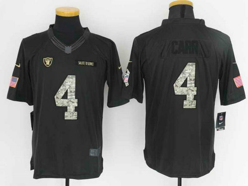 Oakland Raiders #4 Derek Carr Anthracite Salute To Service Limited Jersey