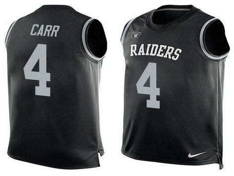 Oakland Raiders #4 Derek Carr Black Team Color Men's Stitched Limited Tank Top Jersey