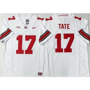 Ohio State Buckeyes 17 Carnell Tate White 2025 F.U.S.E. Vapor Limited Men Jersey