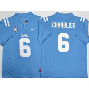 Ole Miss Rebels 6 Trinidad Chambliss Blue F.U.S.E. Vapor Limited Men Jersey