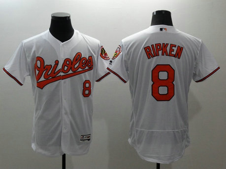 Orioles 8 Cal Ripken White Flexbase MLB Jersey