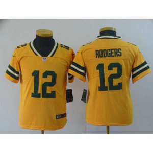 Packers 12 Aaron Rodgers Gold Inverted Legend Youth Jersey