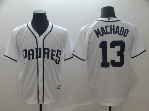Padres 13 Manny Machado White Cool Base Jersey