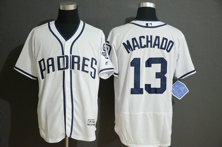 Padres 13 Manny Machado White Flexbase Jersey