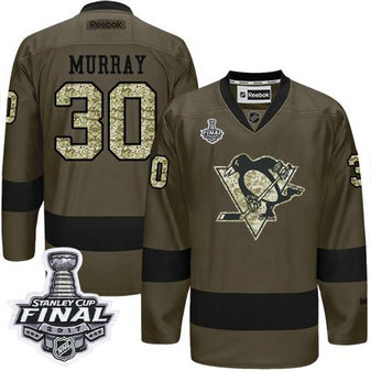 Penguins #30 Matt Murray Green Salute to Service 2017 Stanley Cup Final Patch Stitched NHL Jersey