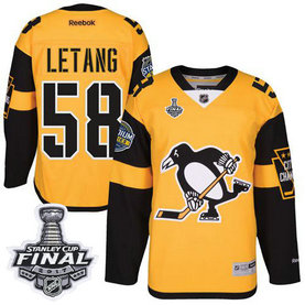 Penguins #58 Kris Letang Gold 2017 Stadium Series Stanley Cup Final Patch Stitched NHL Jersey