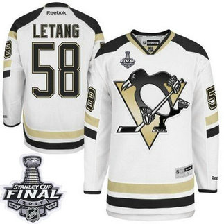 Penguins #58 Kris Letang White 2014 Stadium Series 2017 Stanley Cup Final Patch Stitched NHL Jersey