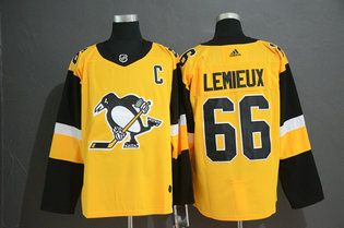 Penguins #66 Mario Lemieux Gold Alternate Adidas Jersey