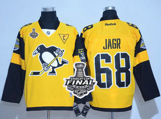 Penguins #68 Jaromir Jagr Gold 2017 Stadium Series Stanley Cup Final Patch Stitched NHL Jersey