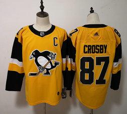 Penguins #87 Sidney Crosby Gold Alternate Adidas Jersey