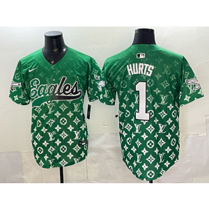 Philadelphia Eagles 1 Hurts Green Baseball Vapor Limited Men Jersey