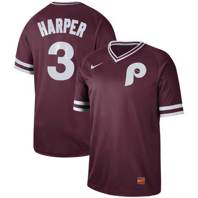 Philadelphia Phillies #3 Bryce Harper Nike Cooperstown Collection Legend V-Neck Jersey Maroon