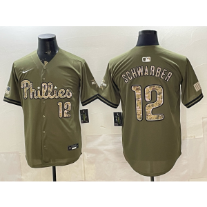 Philadelphia Phillies 12 Schwarber Olive Salute to Service Cool Base Men Jersey Philadelphia Phillies 12 Schwarber Olive Salute to Service Cool Base Men Jersey