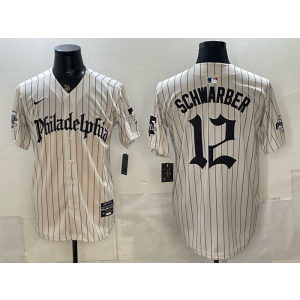 Philadelphia Phillies 12 Schwarber White Gothic Cool Base Men Jersey Philadelphia Phillies 12 Schwarber White Gothic Cool Base Men Jersey