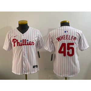 Philadelphia Phillies 45 Wheeler White Cool Base Youth Jersey
