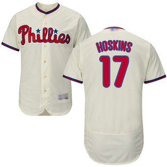Phillies #17 Rhys Hoskins Cream Flexbase Authentic Collection Stitched MLB Jersey