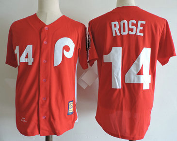 Phillies 14 Pete Rose Red Cooperstown Collection Jersey