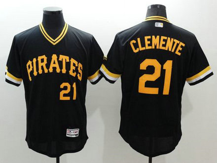 Pirates #21 Roberto Clemente Black Flexbase Authentic Collection Cooperstown Stitched Baseball Jersey