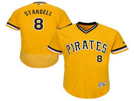 Pittsburgh Pirates #8 Willie Stargell Retired Yellow 2016 Flexbase Majestic Baseball Jersey