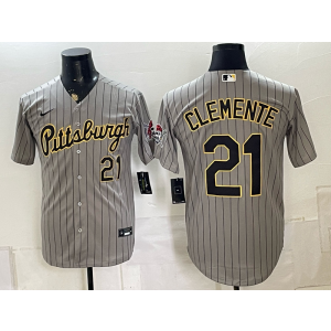Pittsburgh Pirates 21 Clemente Grey Men Jersey