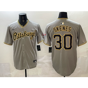 Pittsburgh Pirates 30 Skenes Grey Cool Base Men Jersey