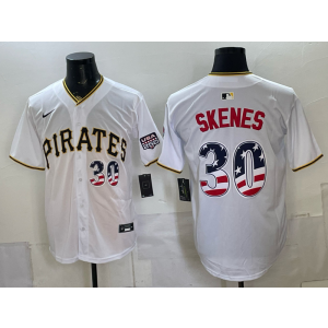 Pittsburgh Pirates 30 Skenes White USA 250 Fourth of July Men Jersey