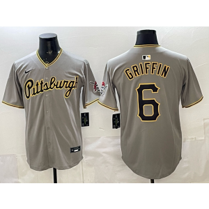 Pittsburgh Pirates 6 Connor Griffith Grey Cool Base Men Jersey