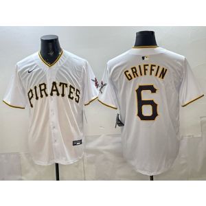 Pittsburgh Pirates 6 Connor Griffith White Cool Base Men Jersey
