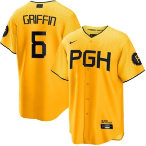 Pittsburgh Pirates 6 Connor Griffith Yellow Cool Base Men Jersey