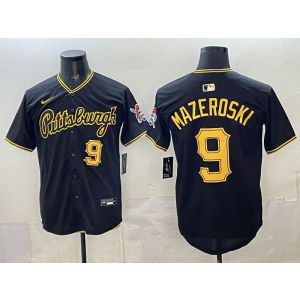 Pittsburgh Pirates 9 Mazeroski Black Cool Base Men Jersey