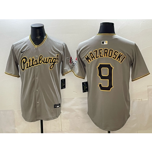 Pittsburgh Pirates 9 Mazeroski Grey Cool Base Men Jersey