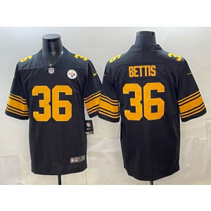 Pittsburgh Steelers 36 Bettis Black Yellow Vapor Limited Men Jersey