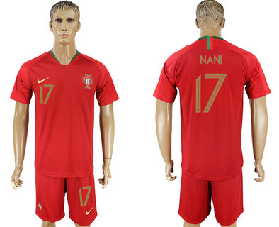 Portugal 17 NANI Home 2018 FIFA World Cup Soccer Jersey