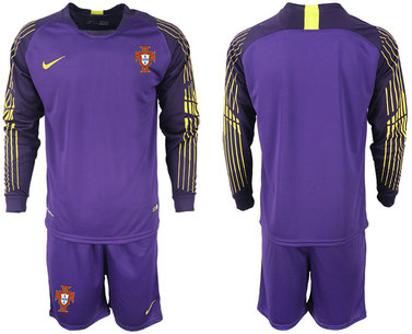 Portugal 2018 FIFA World Cup Violet Goalkeeper Long Sleeve Soccer Jersey