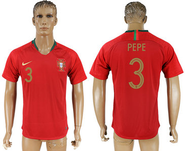 Portugal 3 PEPE Home 2018 FIFA World Cup Thailand Soccer Jersey