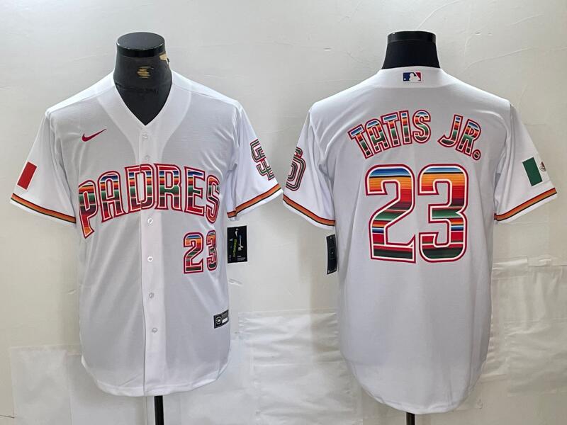 MLB Padres 23 tatis jr White Mexico Nike Cool Base Men Jersey