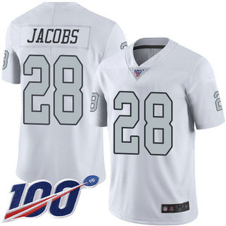 Raiders #28 Josh Jacobs White Men's Stitched Football Limited Rush