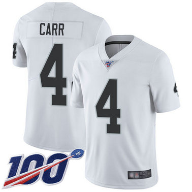 Raiders #4 Derek Carr White Men's Stitched Football 100th Season