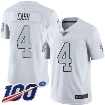 Raiders #4 Derek Carr White Men's Stitched Football Limited Rush